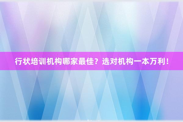 行状培训机构哪家最佳？选对机构一本万利！
